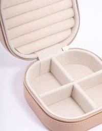 Faux Leather Brown Round Mini Square Jewellery Box - link has visual effect only