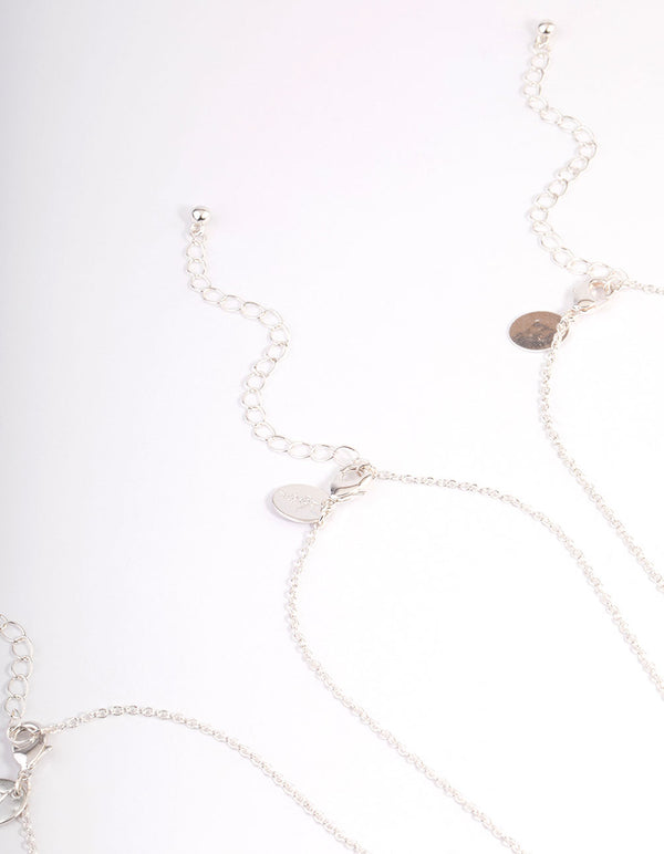 Kids Silver Glitter Paw BFF Necklace Pack