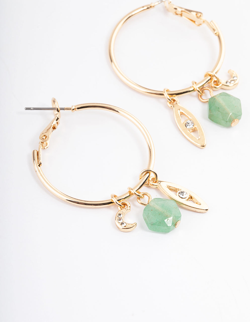 Gold & Green Aventurine Charm Earrings