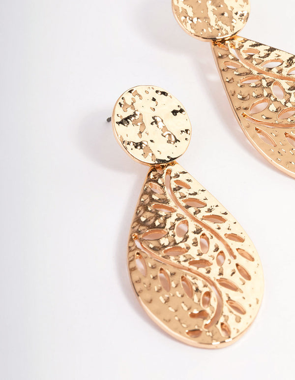 Gold Leaf Drop Earrings