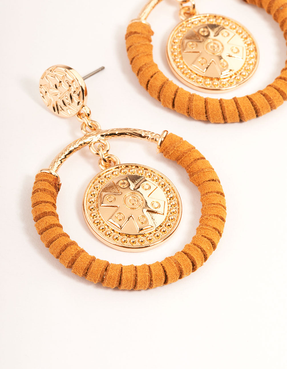 Gold Wrapped Coin Drop Earrings