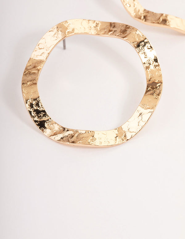 Gold Textured Circle Earrings