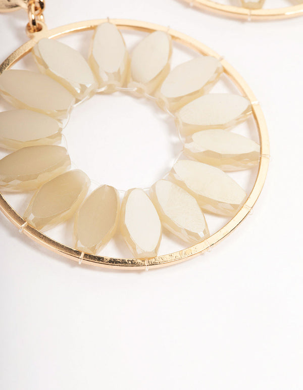 Gold Pointed Bead Flower Earrings