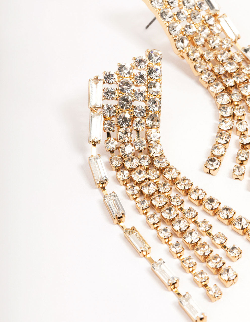 Gold Statement Bling Tassel Earrings