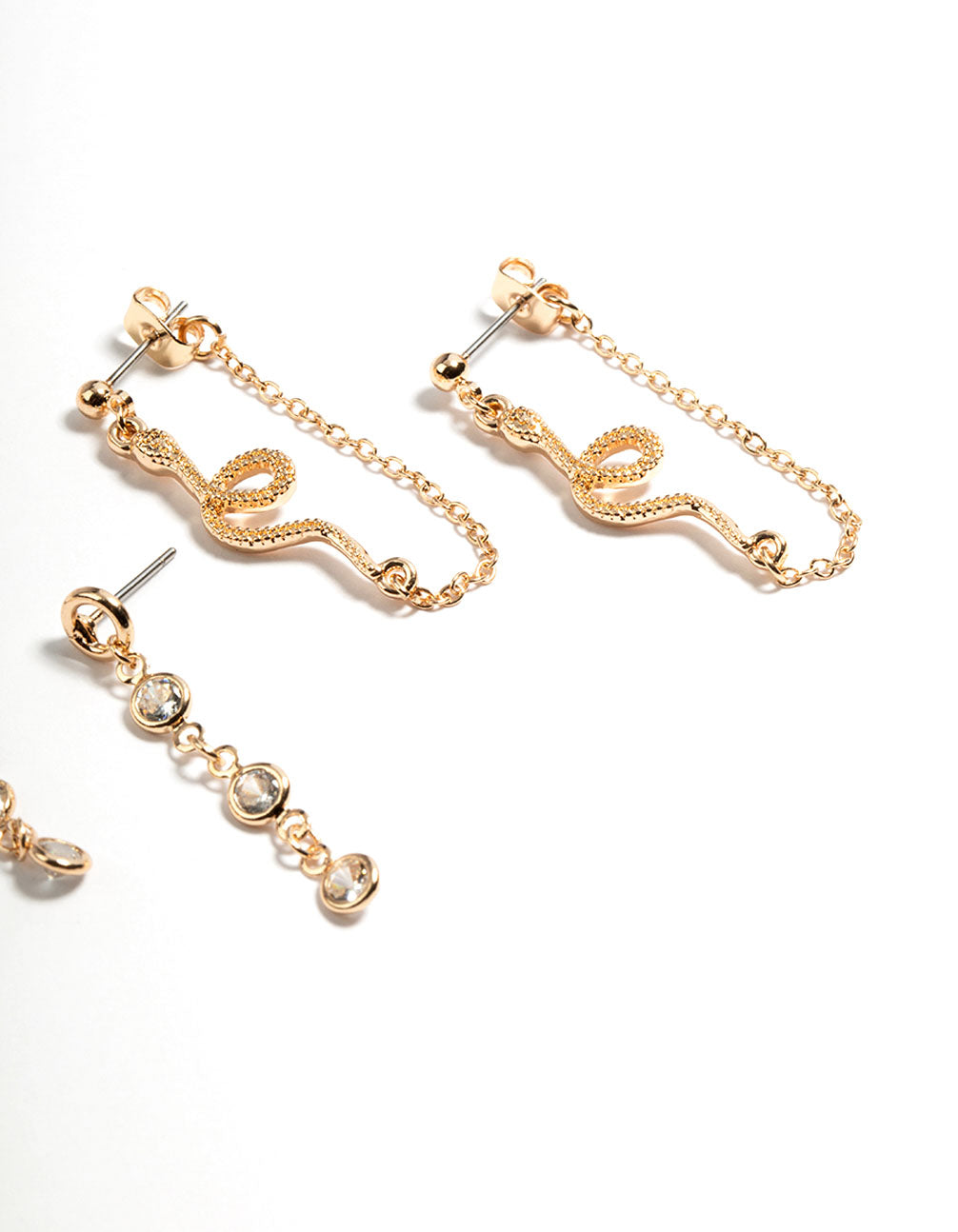 Gold Snake Cubic Zirconia Earrings Set