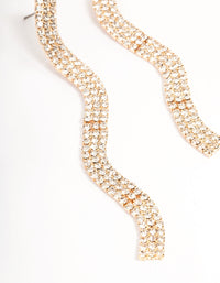Gold Wavy Bling Drop Earrings - link has visual effect only