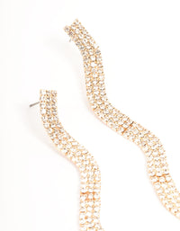 Gold Wavy Bling Drop Earrings - link has visual effect only
