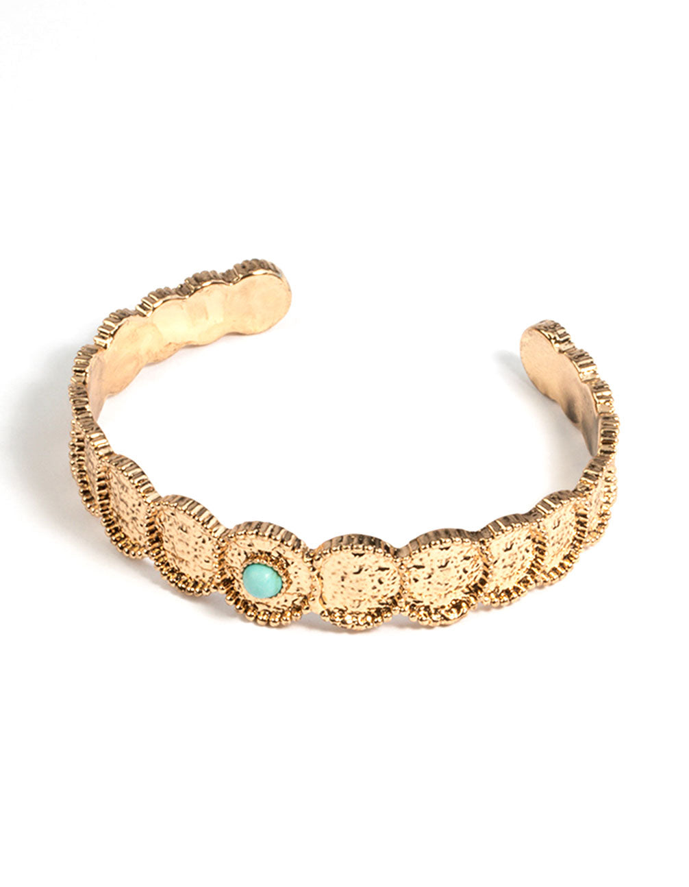 Gold Rounded Turqouise Bangle