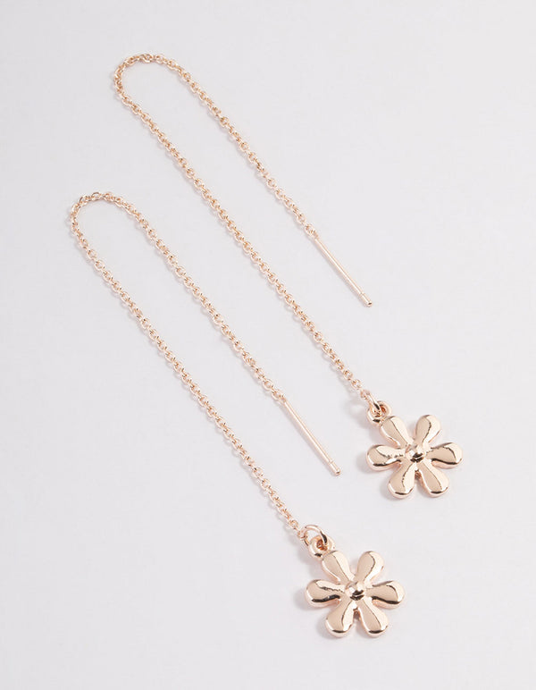 Rose Gold '90s Flower Threader Earrings