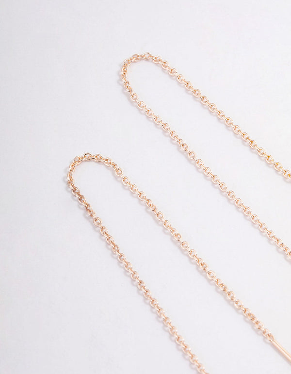 Rose Gold Filigree Ball Thread Through Drop Earrings