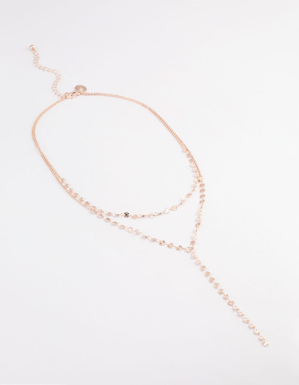 Rose Gold Double Row Dainty Disc Y-Necklace