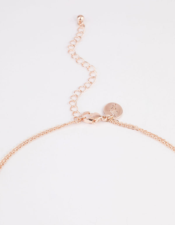 Rose Gold Double Row Dainty Disc Y-Necklace