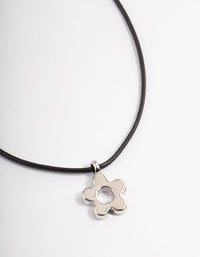 Silver Chunky Flower Cord Necklace - link has visual effect only