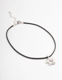 Silver Chunky Flower Cord Necklace - link has visual effect only