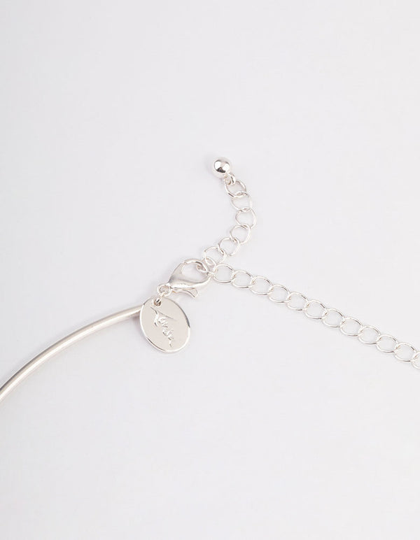 Silver Skinny Hammered Disc Choker