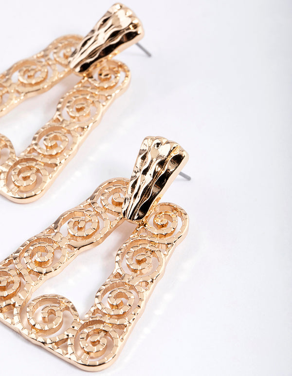 Gold Swirly Mini Door Knocker Earrings