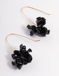 Black Mini Frosted Flower Drop Earrings - link has visual effect only