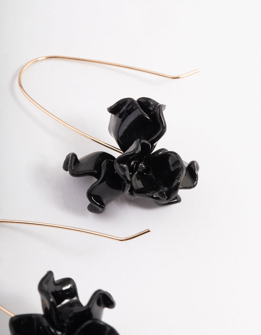 Black Mini Frosted Flower Drop Earrings