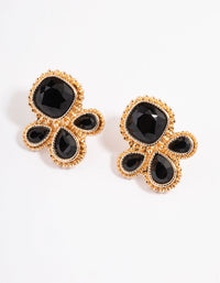 Black Miligrain Four Stone Stud Earrings - link has visual effect only