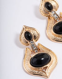Black Teardrop Knocker Statement Earrings - link has visual effect only