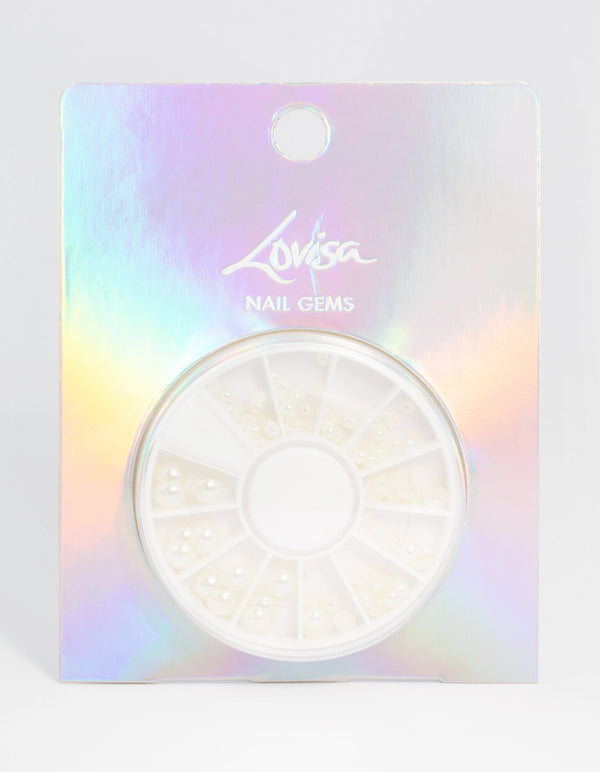 Mixed Size Pearl Gems Press On Nail Kit