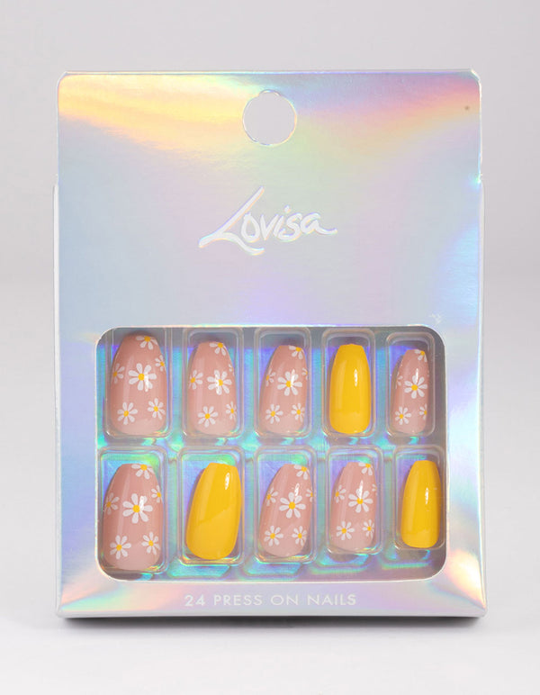Plastic Yellow Daisy Press On Nails