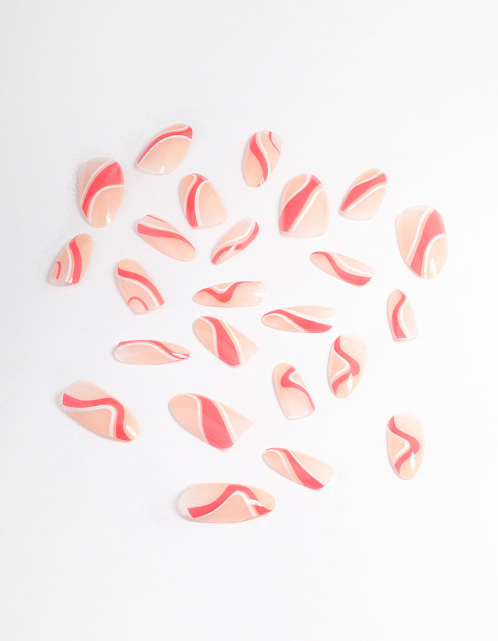 Plastic Pink Two Tone Swirl Press On Nails