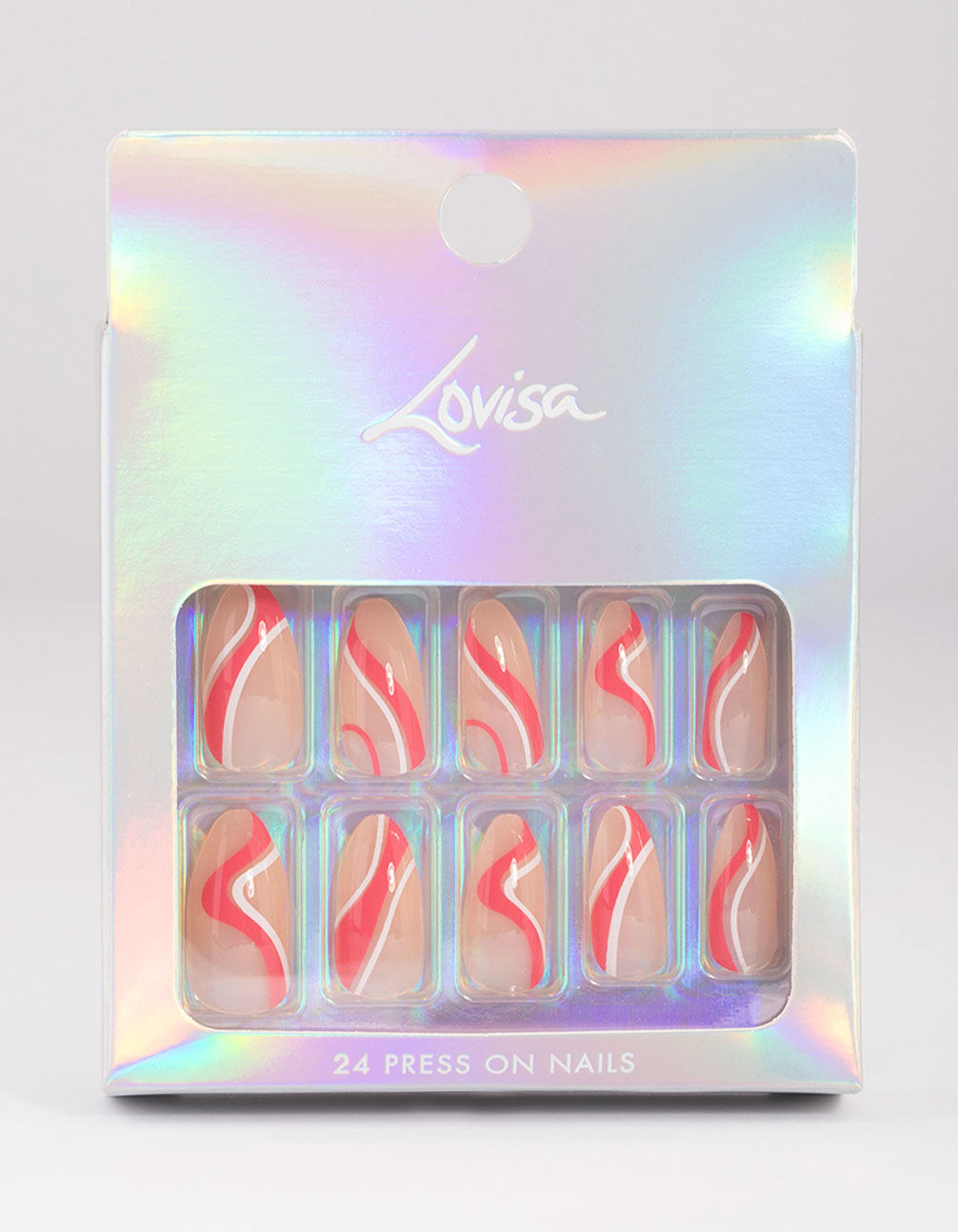 Plastic Pink Two Tone Swirl Press On Nails
