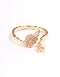 Diamante Wing Fingertip Ring - link has visual effect only