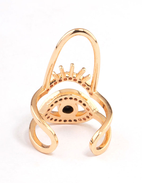 Gold Cubic Zirconia Diamante Fingertip Ring