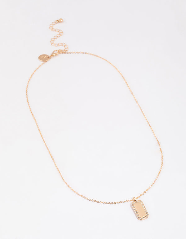 Gold Bling Dog Tag Necklace