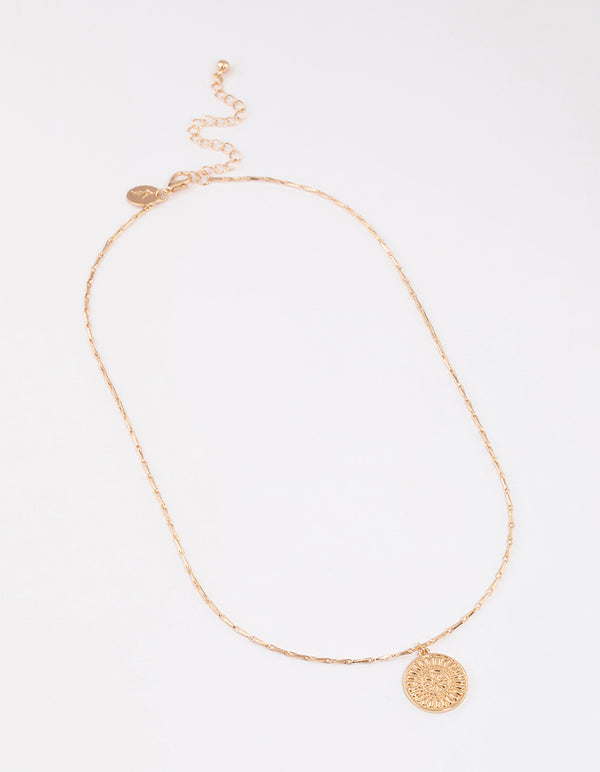 Gold Medallion Disc Necklace Lovisa