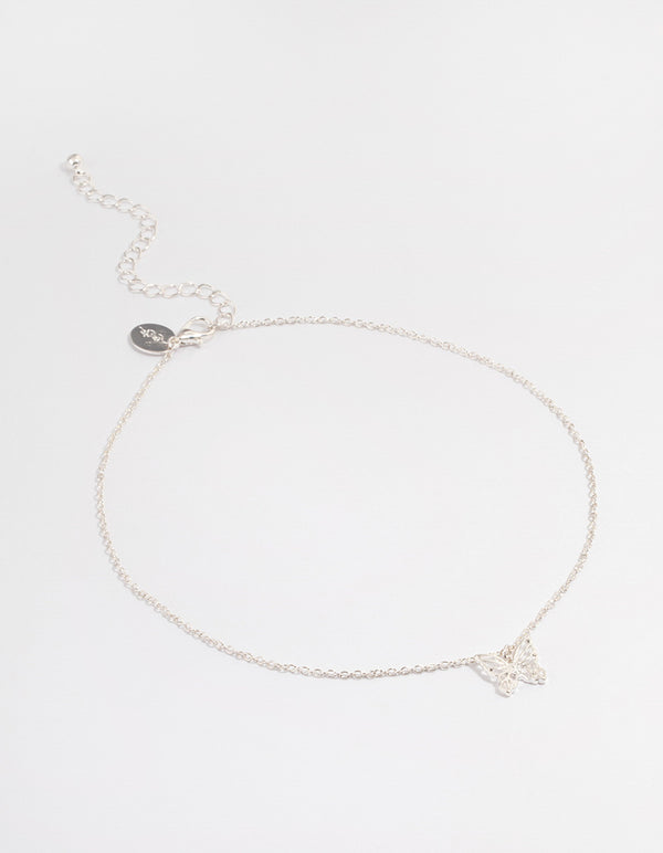 Silver Butterfly Choker