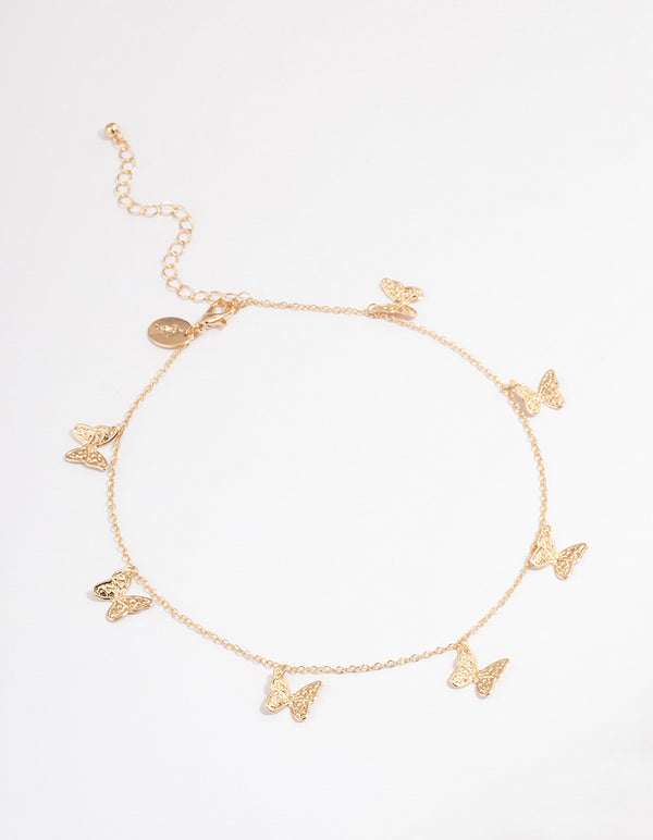 Gold Floating Butterfly Necklace