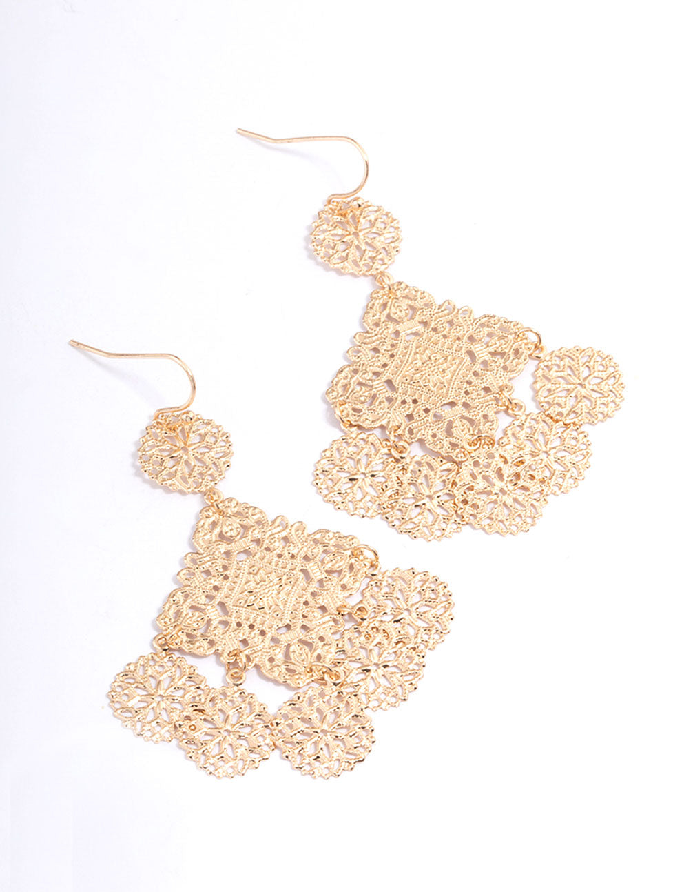 Gold Filigree Fine Drop Earrings