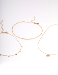 Gold Multi-Row Diamante Droplet Disc Necklace - link has visual effect only