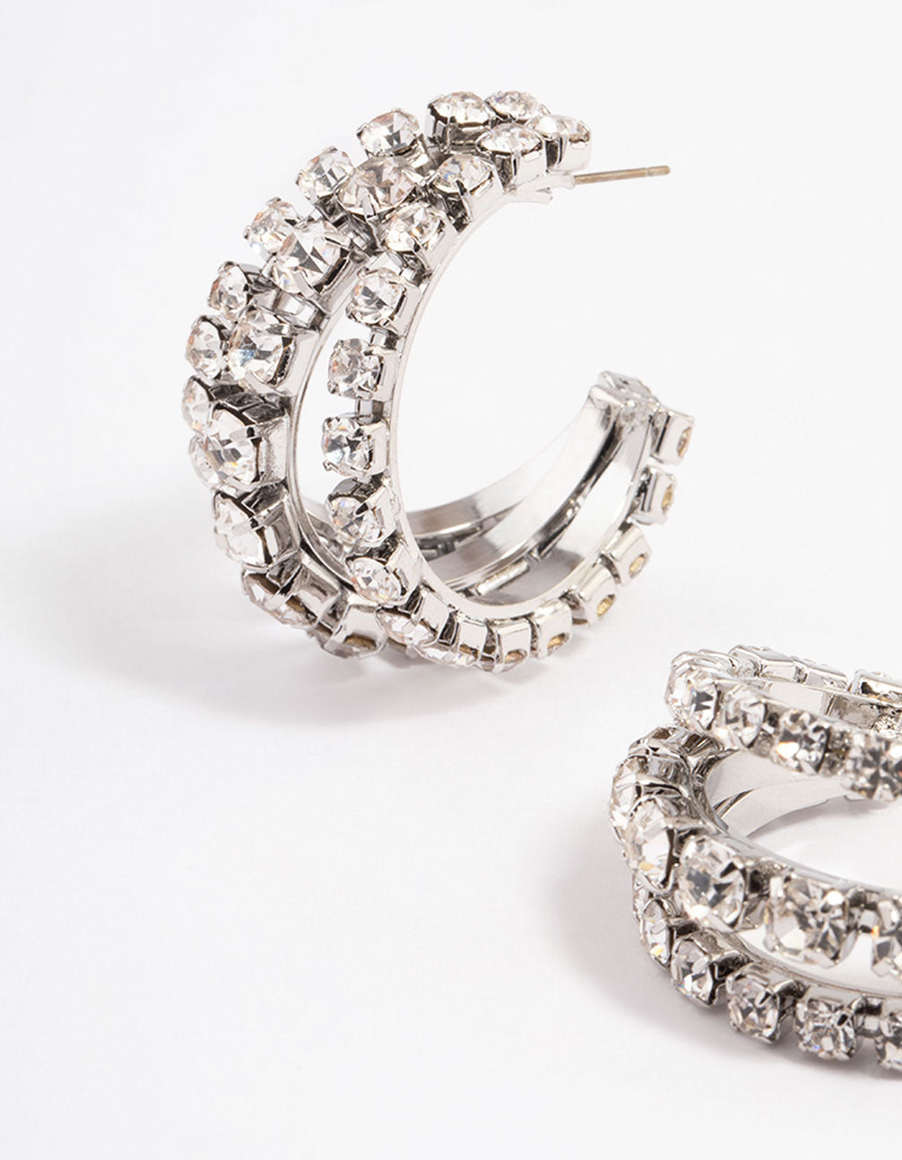 Silver Mega Cupchain Three Illusions Hoop Earrings