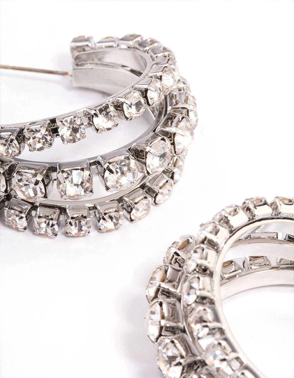 Silver Mega Cupchain Three Illusions Hoop Earrings