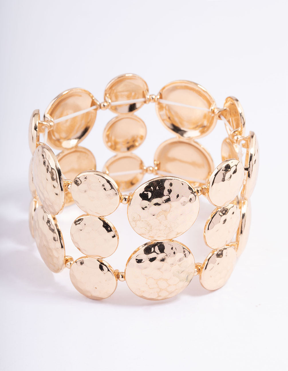 Gold Mixed Hammered Stretch Bracelet