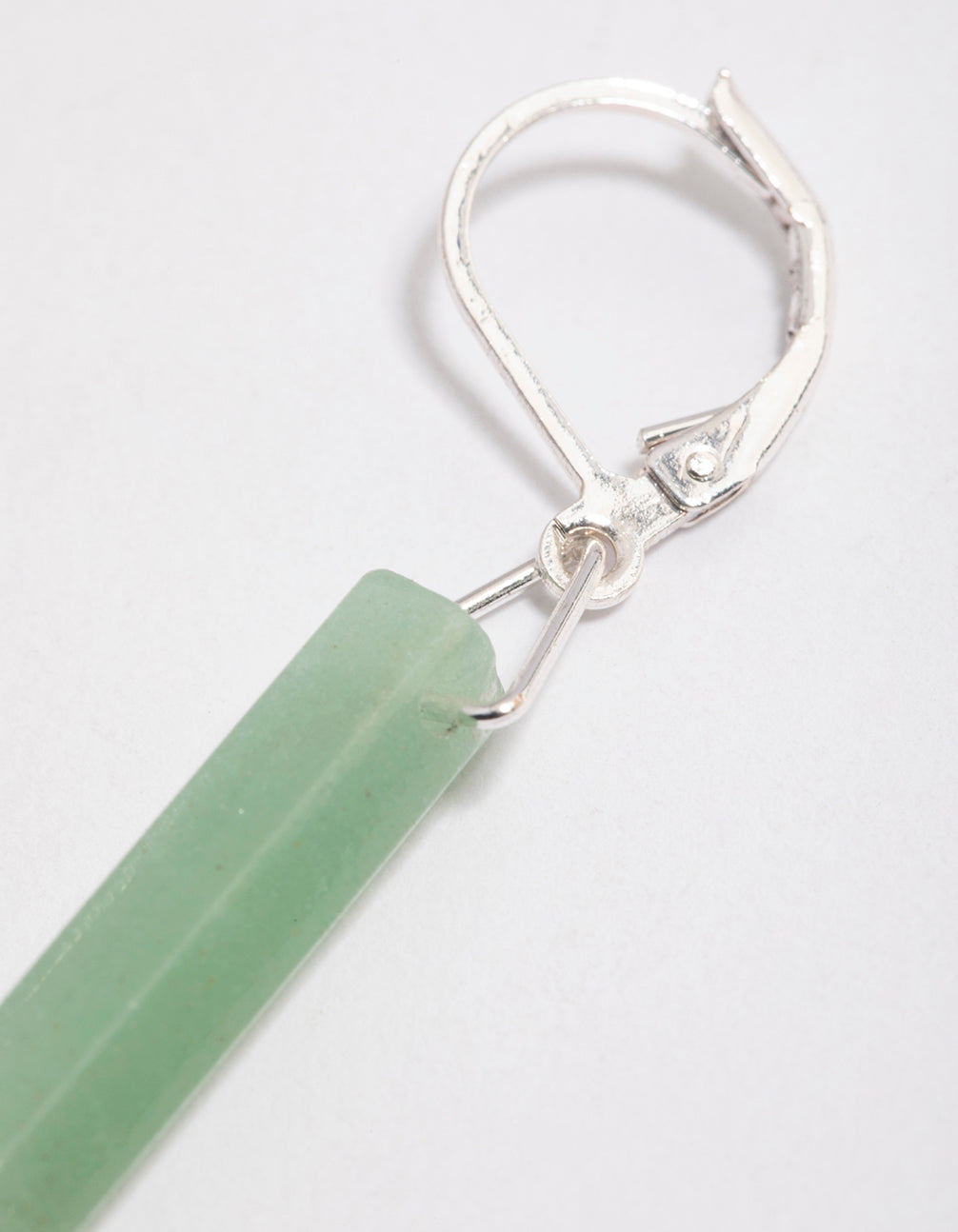 Silver Green Adventurine Long Shard Huggie Earrings