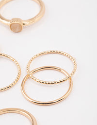 Gold Rose Quartz Stacking Ring Pack - link has visual effect only
