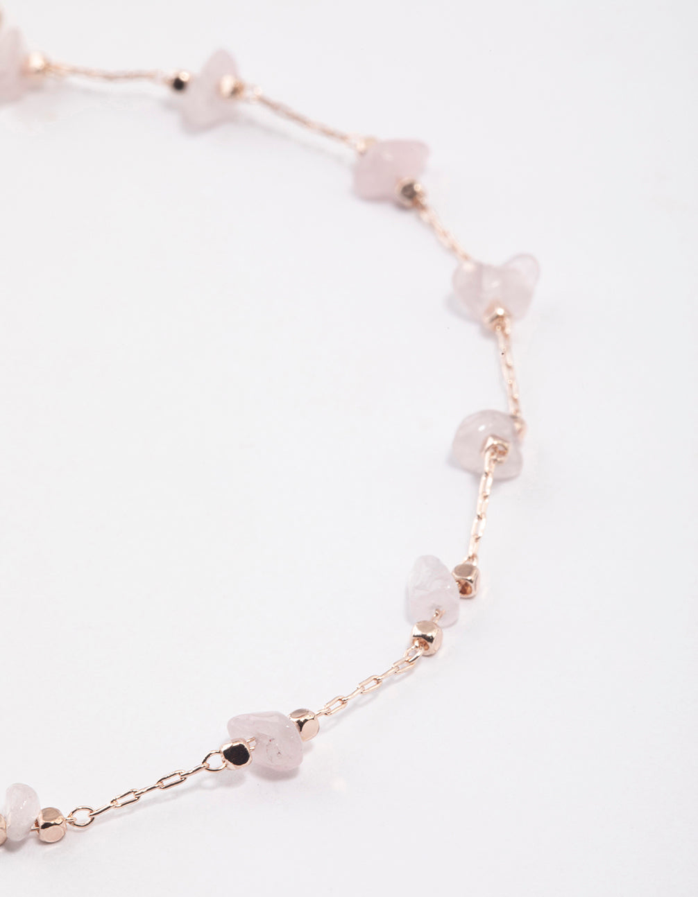 Rose Gold Rose Quartz Dainty Chip Anklet