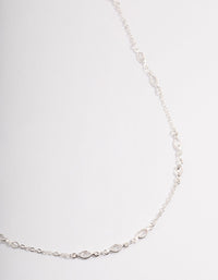 Silver Cubic Zirconia Dainty  Chain Necklace - link has visual effect only