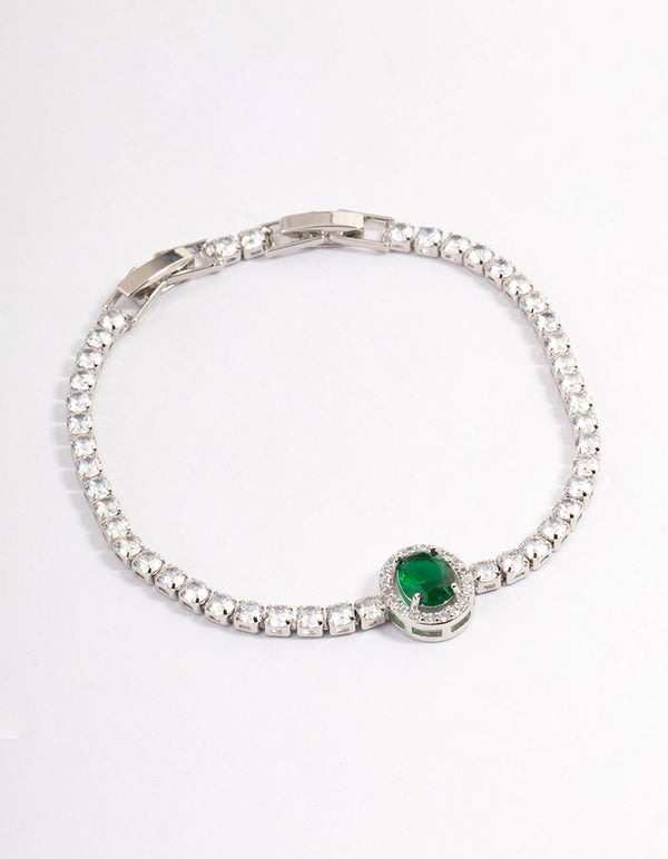 Silver Square Cupchain Circle Pendant Bracelet