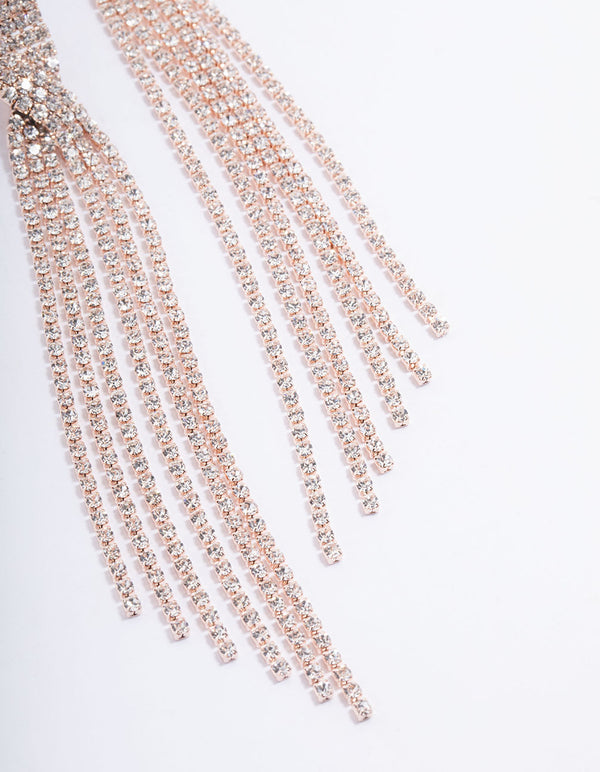 Rose Gold Statement Stand Twist Drop Earrings