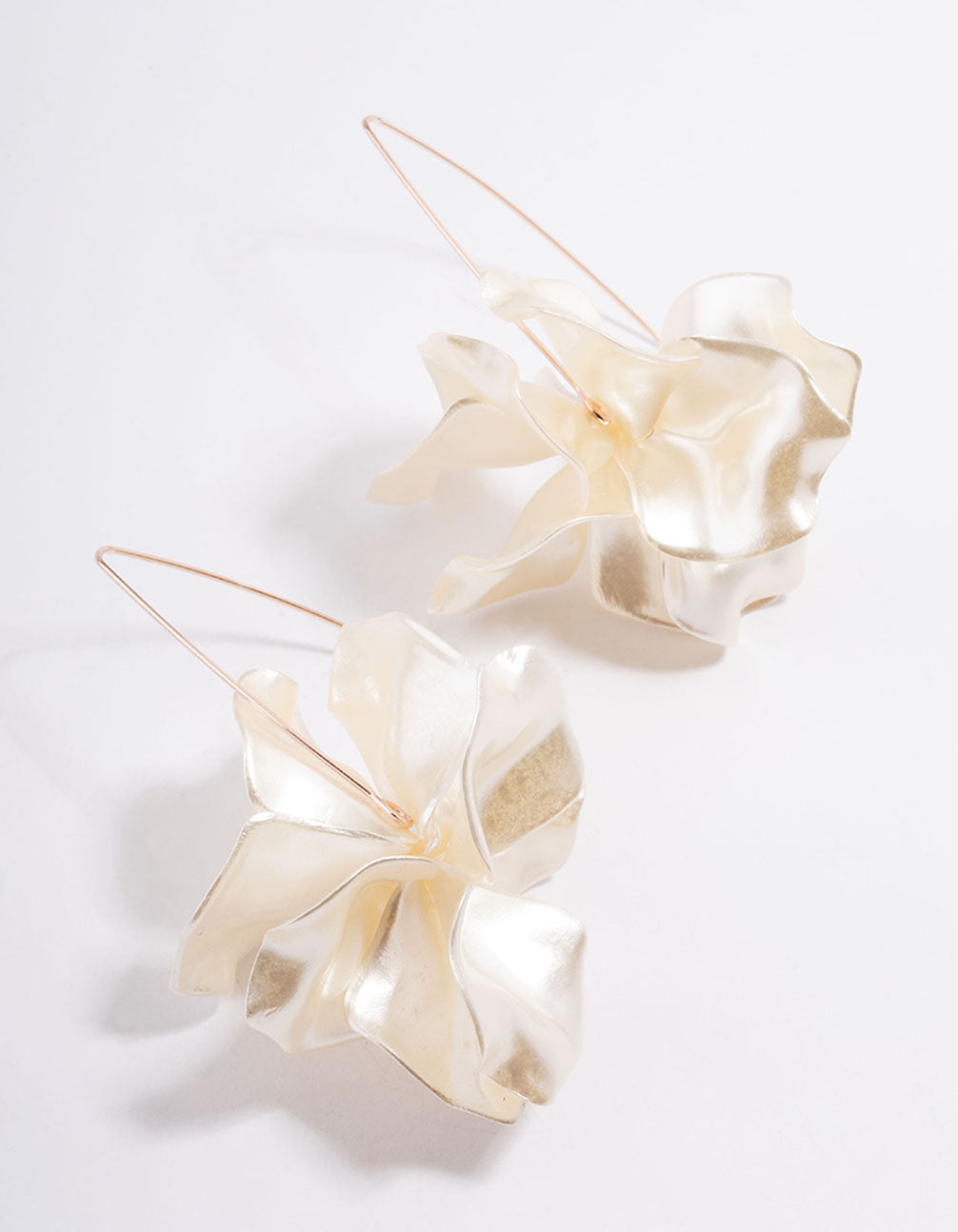 Rose Gold Frosted Flower Drop Earrings
