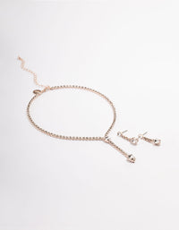 Rose Gold Teardrop Cupchain Earrings & Necklace Set - link has visual effect only
