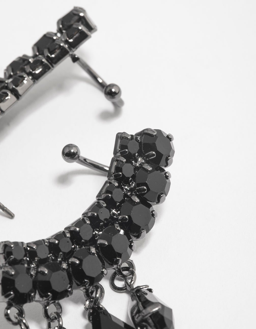 Gunmetal Teardrop Fan Cuff Earrings