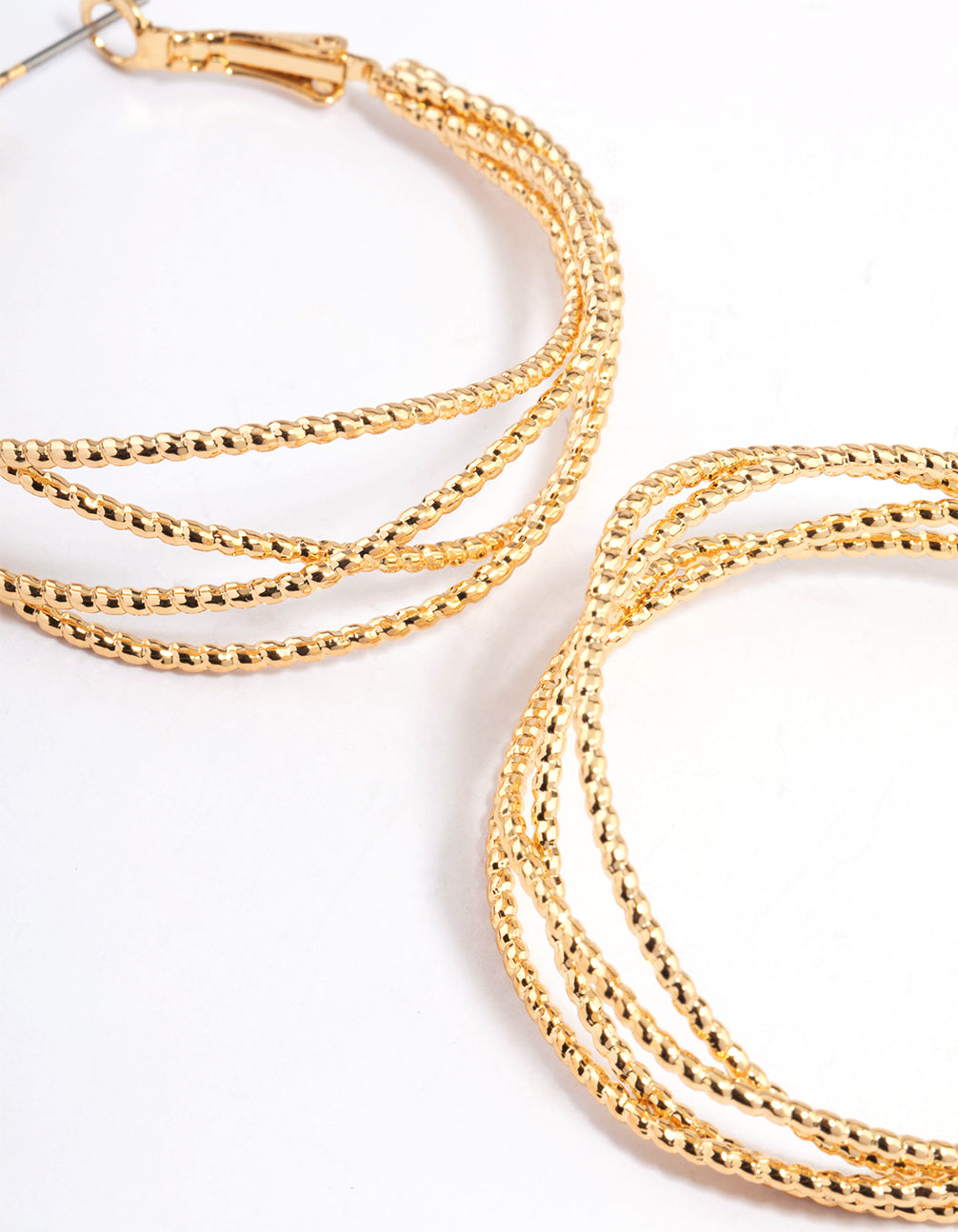 Gold Plated Medium Textured Braid Hoop Earrings