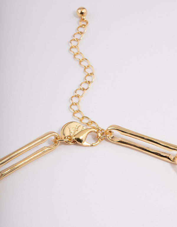 Gold Plated Long Link Chain Necklace